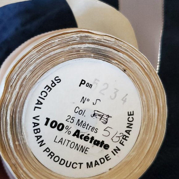 Laitonne 1960's French Ribbon - 100% Acetate - 1" Pale Pink with Silver WireEdge - Picture 5 of 5